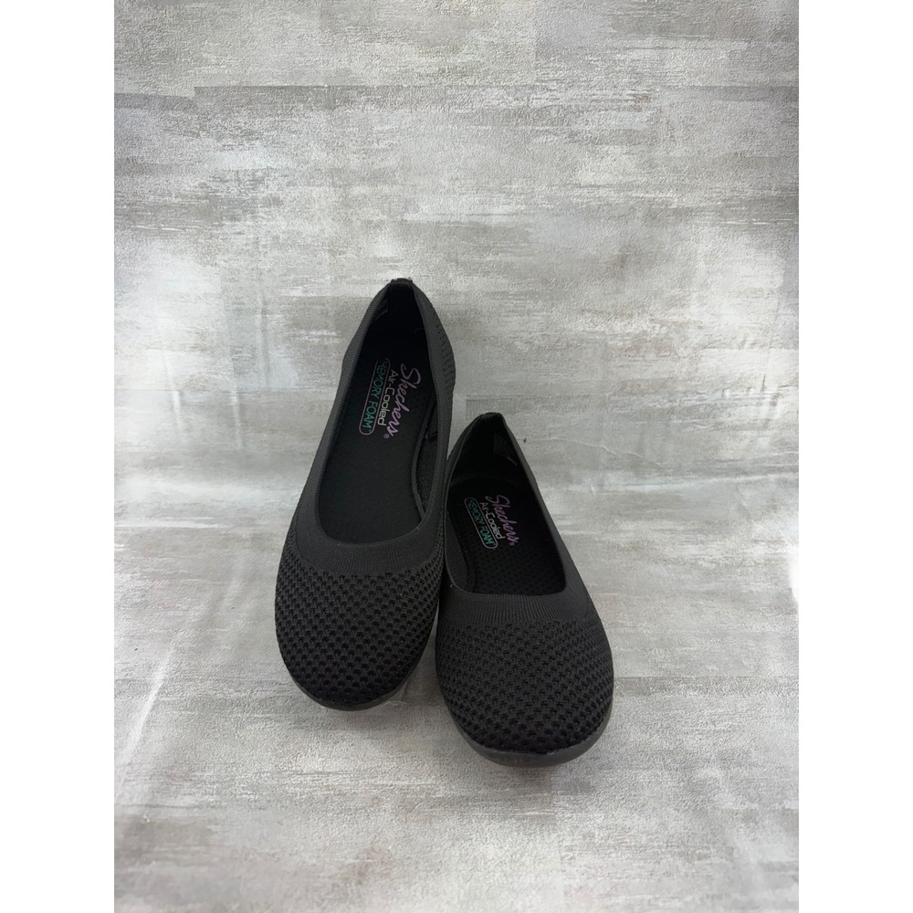 Skechers Cleo 2.0 Love Spell Black Knit Ballet Flats 158198 Women Sz 7